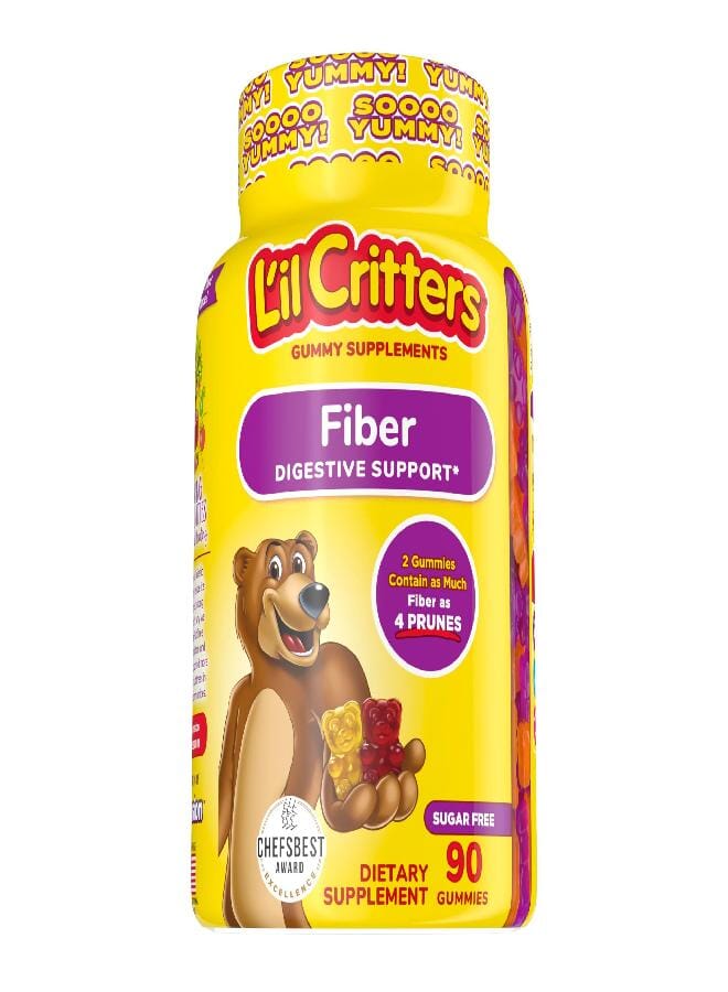 Lil Critters L’il Critters Fiber Daily Gummy Supplement for Kids, for Digestive Support, Berry and Lemon Flavors, 90 Gummies - Image 1